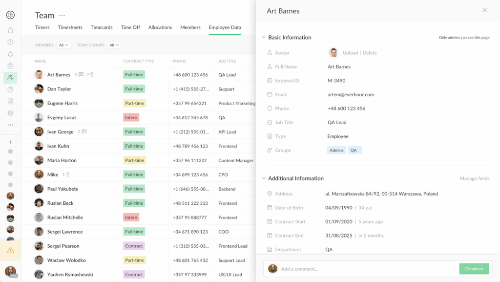 employee data tab – a better way to manage your team
